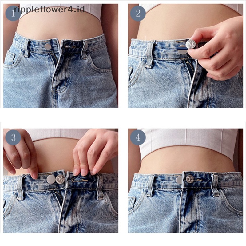 {rippleflower4.id} Pakaian Celana Jeans Pant Adjustable Waistline Meningkatkan Pengencang Pinggang Dipanjangkan Kancing~