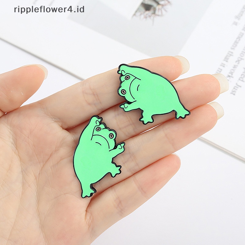 {rippleflower4.id} Mirrored Frogs Enamel Pin Custom Hewan Lucu Bros Lapel Badge Bag~