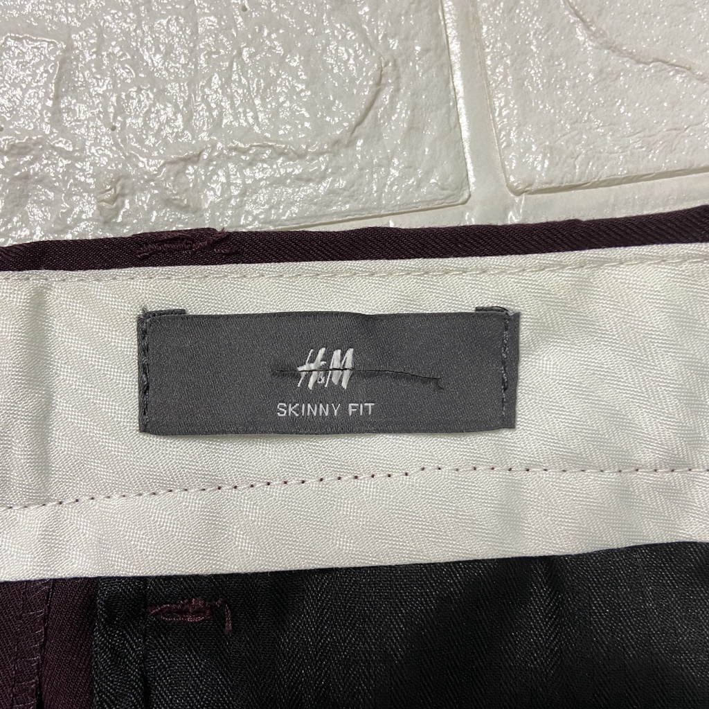 H&amp;M Celana Panjang Pria Skinny Fit Formal Kasual Maroon ORIGINAL