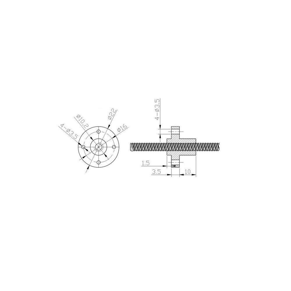 Populer 6pcs Silent T8 Lead Screw nut High-quality Untuk Printer 3D Mengganti Mur Kuningan 8mm Lead