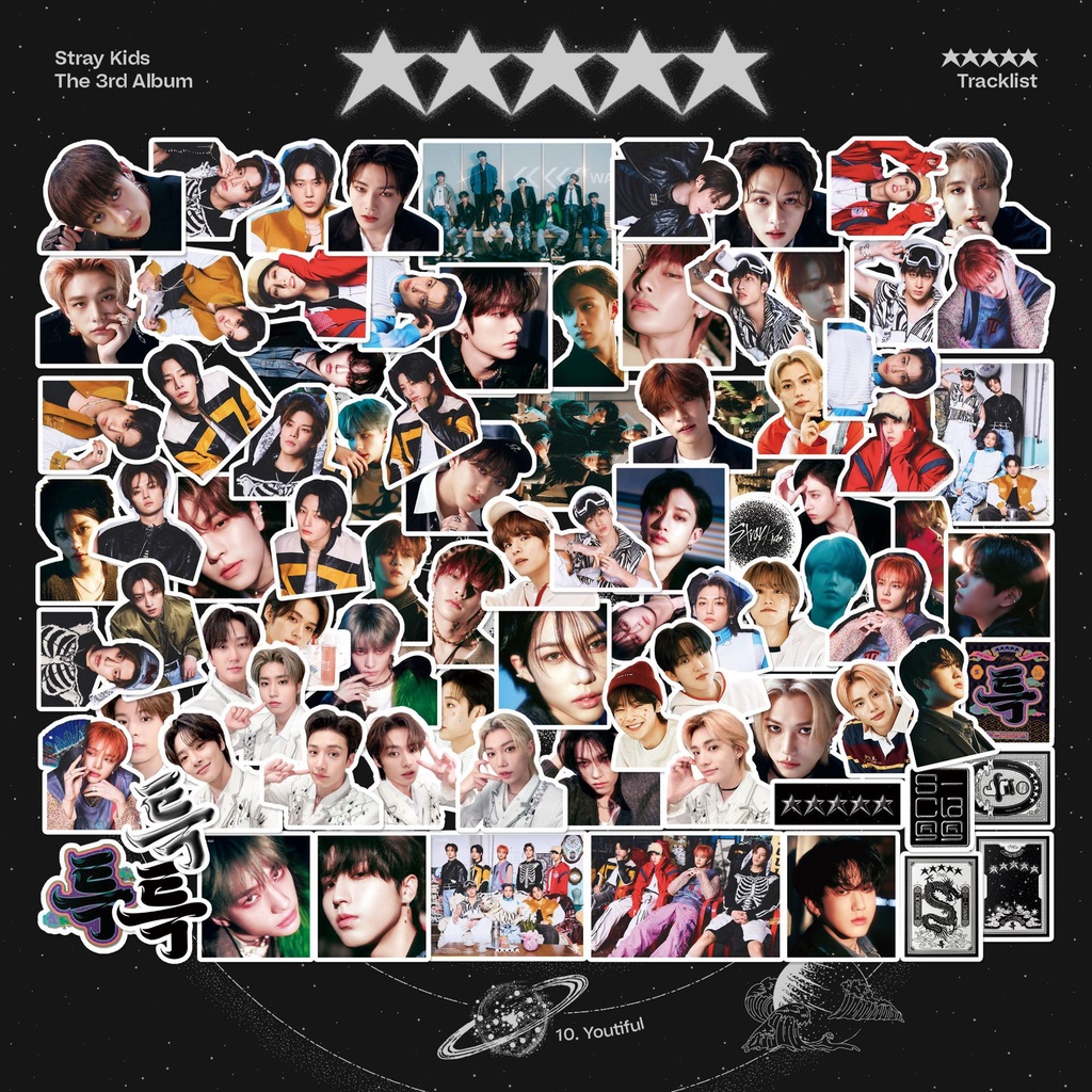 88pcs /set STRAY KIDS Stiker Album 5-bintang Laptop Ponsel Bagasi DIY Dekorasi Straykids Pasta Tahan Air