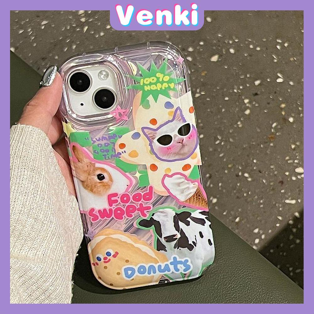 VENKI - Untuk iPhone 11 iPhone Case Laser Reflektif Transparan Ponsel Case TPU Lembut Shockproof Airbag Lucu Kreatif Kartun Kompatibel dengan iPhone 14 13 Pro max 12 Pro Max XR XR 7 8