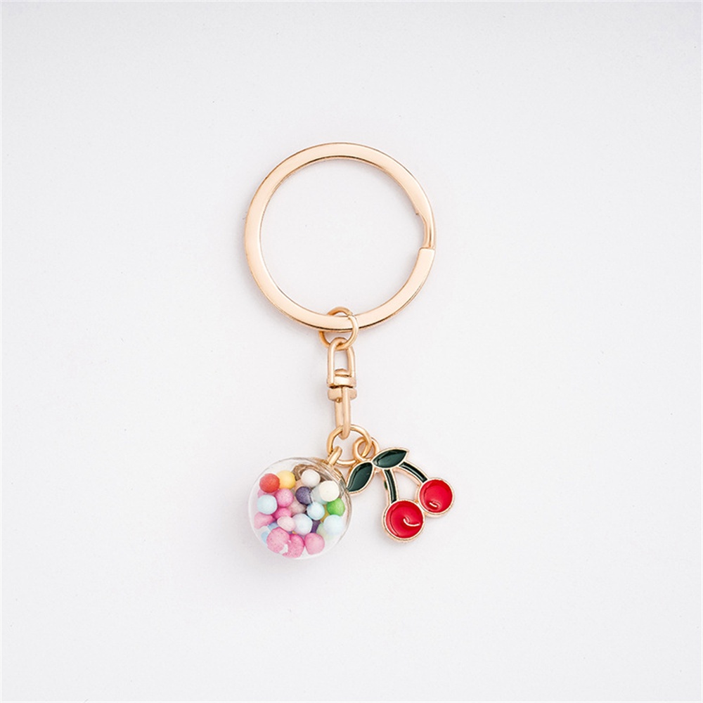 Gantungan Kunci Liontin Bola Warna-Warni Kucing Manis Bunga Kelinci Enamel Keyrings Untuk Wanita Lucu Car Keyholder Handbag Pendant Ornaments