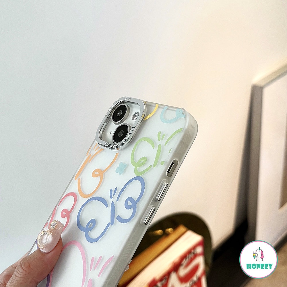 IPHONE Fashion Garis Warna-Warni Kupu-Kupu Case Untuk Iphone14 13 Pro Max11 12 Pro Max XS XR 7 8plus Dilapisi Lensa Shockproof Handphone Cover