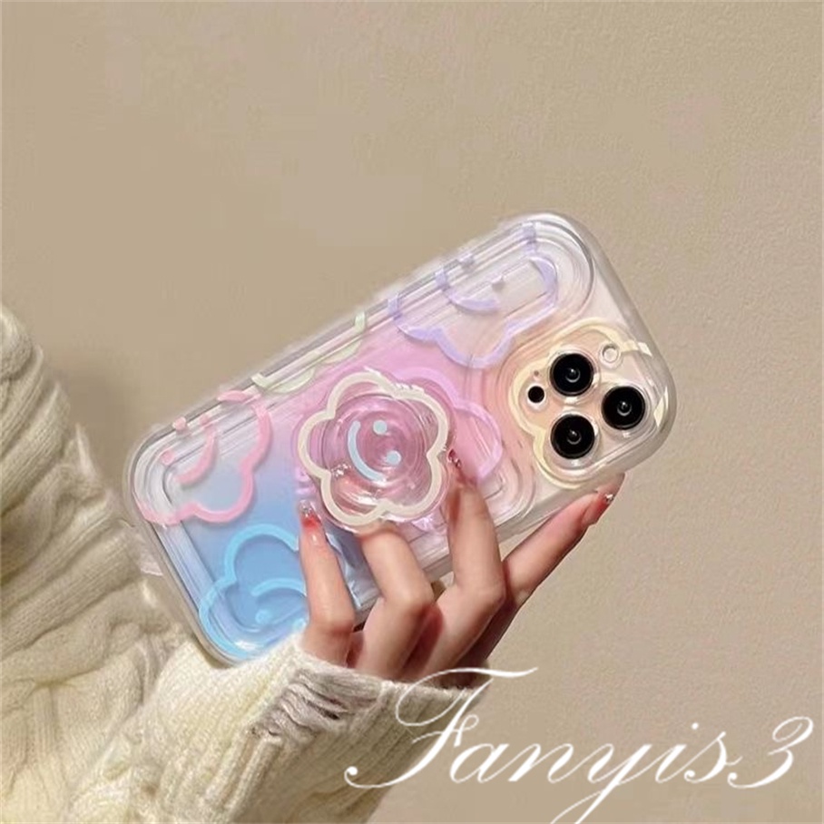 Redmi A1 Plus 10C 10A 10 9 9A 9C 9T Note 11 Pro+ 11s 11 10s 10 9s 9 Pro Poco X3Pro X3NFC Mi 11 Lite Colorful Graffiti Smiley Face Soap Phone Case TPU Soft Cover Dengan Bracket Bunga