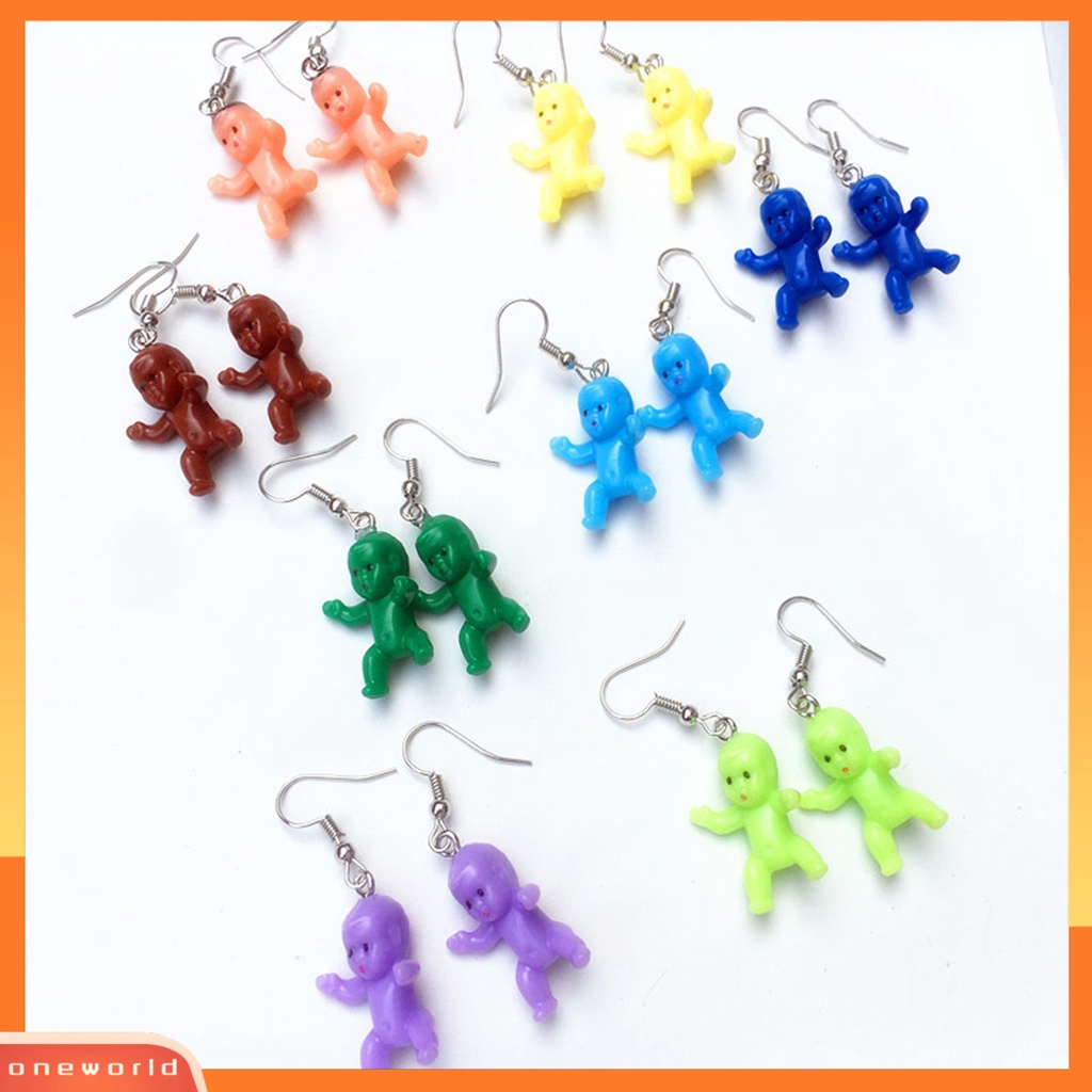 [WOD] 1pasang Anting Menjuntai Mini Realistis Buatan Tangan Hias All-match Aksesoris Baby Shower Hadiah Wanita Baby Doll Liontin Drop Earrings Klip Telinga Untuk Pakaian Sehari-Hari