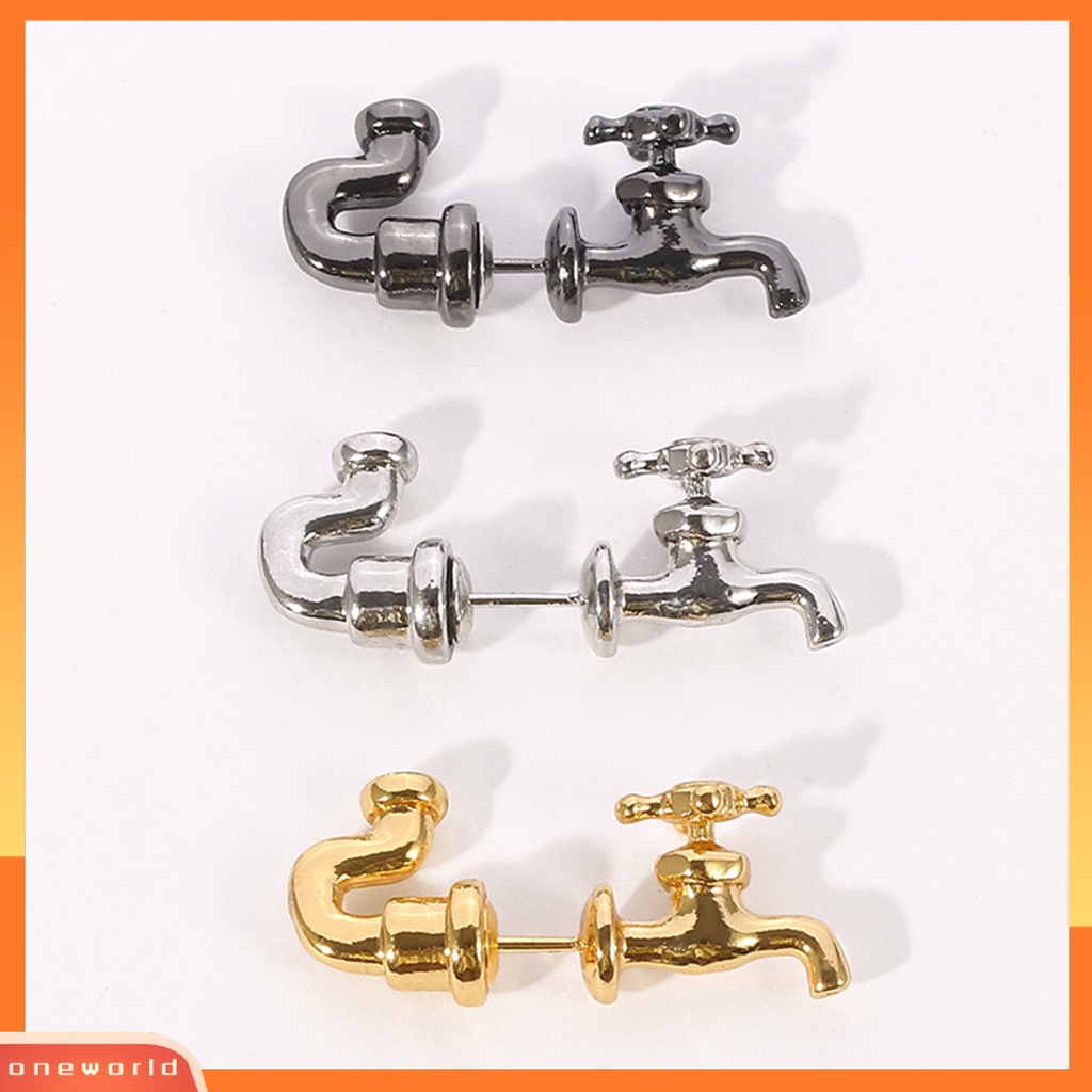 [WOD] 1pc Anting Tusuk Telinga Gaya Punk Bahan Zinc Alloy 3D Faucet Anting Tusuk Kreatif Untuk Pesta