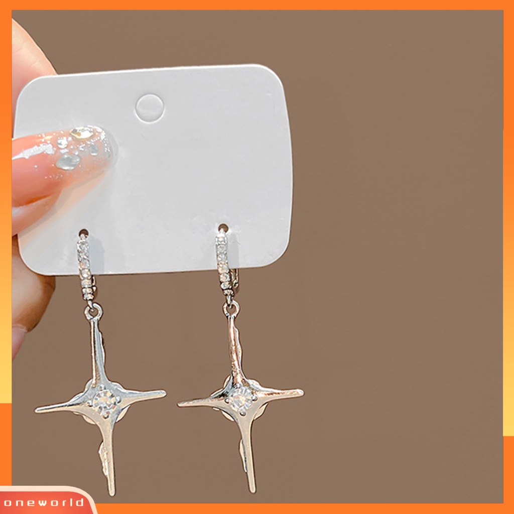 [WOD] 1pasang Anting Menjuntai Temperamen Simple Bright Luster Geometris Electroplating Hias Hadiah Wanita Liontin Salib Hoop Earrings Perhiasan Untuk Pacaran