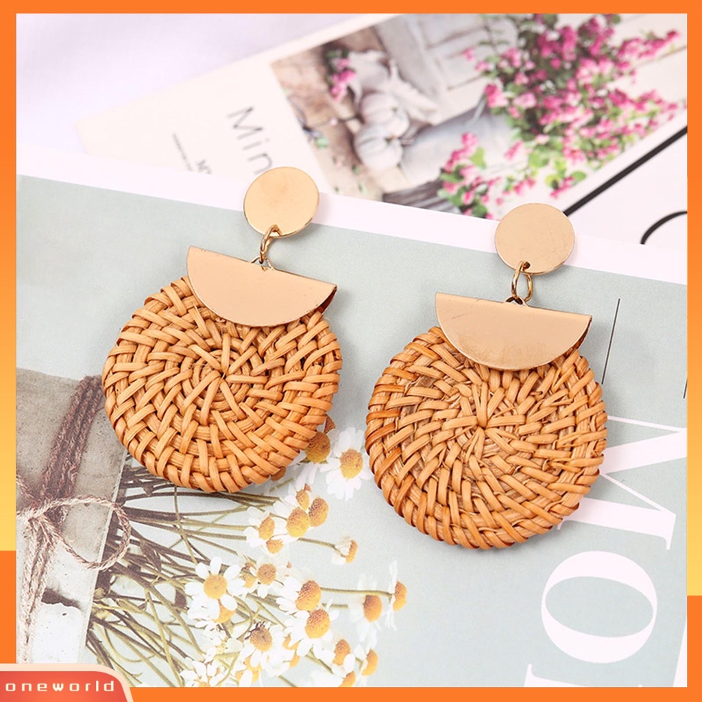 [WOD] 1pasang Anting Wanita Handmade Geometris Vintage Ringan Elegan Menjuntai Earrings Untuk Perjamuan