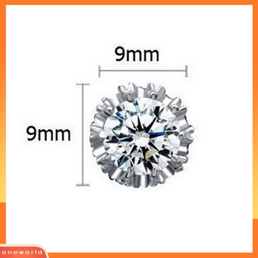 [WOD] Fashion Wanita Bulat Cubic Zirconia Ukir Mahkota Telinga Stud Earrings Perhiasan Hadiah