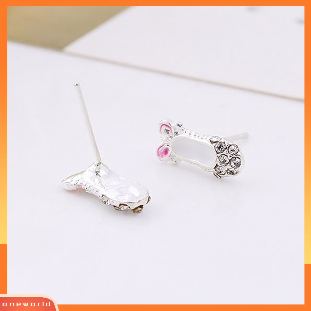 [WOD] Pesta Berlian Imitasi Mengkilap Hias Ikatan Simpul Sepatu Balet Liontin Wanita Stud Earrings