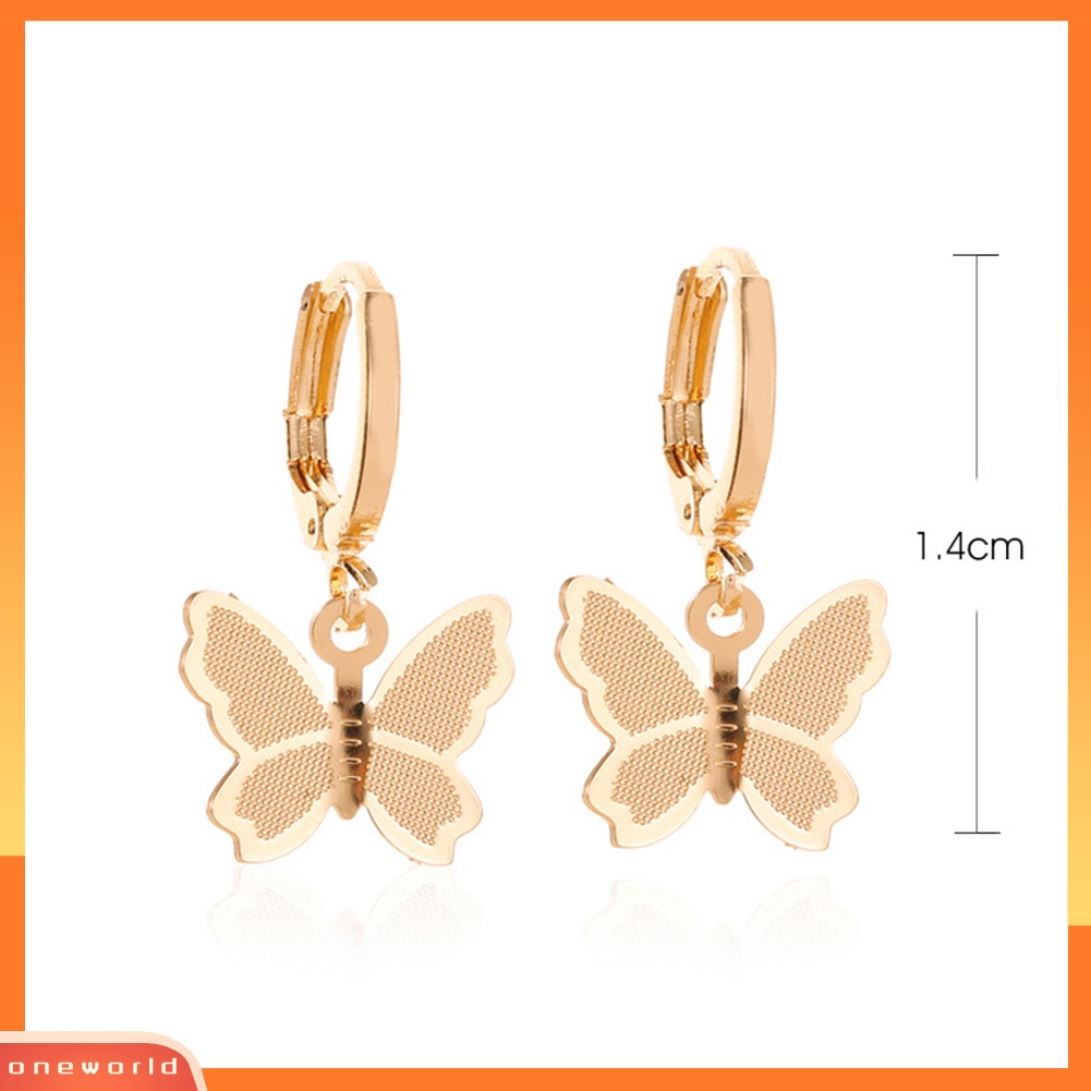 [WOD] Sweet Matte Butterfly Drop Wanita Huggie Anting Tindik Perhiasan Hadiah Ulang Tahun