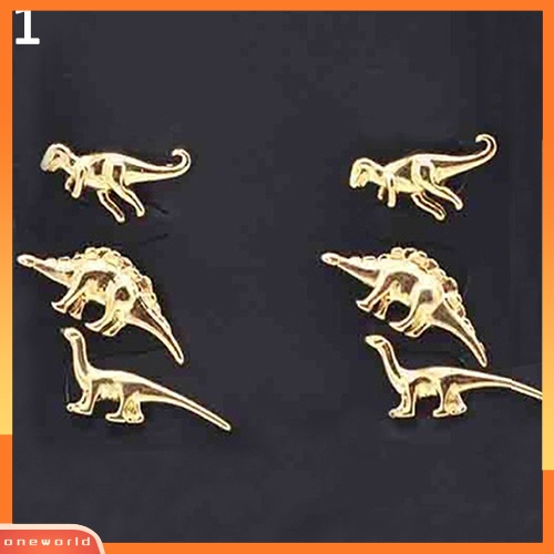 [WOD] 3pasang Wanita Vintage Punk Hewan Dinosaurus Bentuk Telinga Tindik Giwang Anting