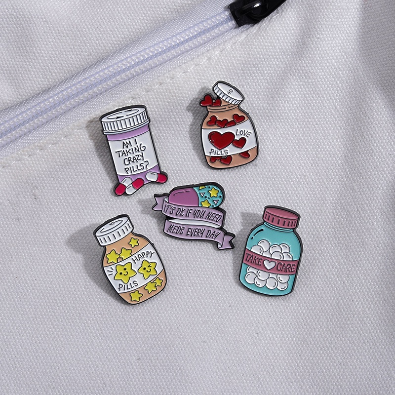 Cute Love Star Pills Enamel Pin Lucu Its Ok Untuk Ambil Meds Bros Kerah Lencana Perawatan Kesehatan Mental Perhiasan Hadiah Untuk Teman Anak