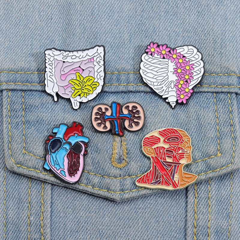 Organ Otak Jantung Enamel Pin Bros Anatomi Medis Bros Kerah Lencana Gothic Perhiasan Hadiah Untuk Teman Siswa