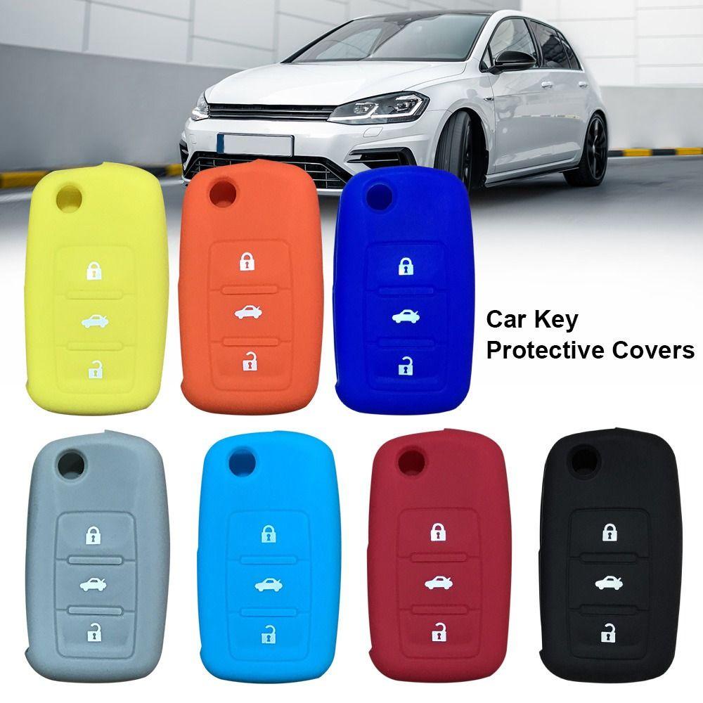 Populer 3pcs Case Kunci Remote Mobil Silikon Suku Cadang Pengganti Mobil Key Cover Remote Key Case Untuk Untuk VW Golf Jetta Bora Polo Passat