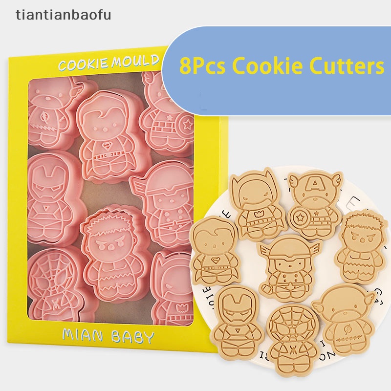 [tiantianbaofu] 8 Pcs Anime Plastik Cookie Cutter Biscuit Cutter Cetakan Biskuit Baking Tools Butik