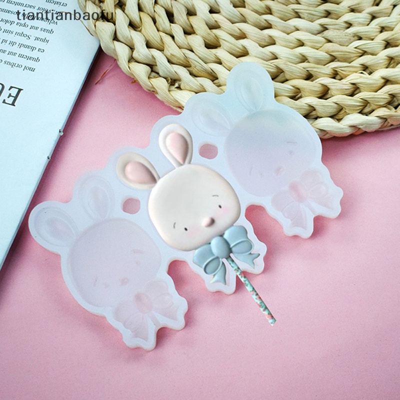 [tiantianbaofu] 3d Bunny Lollipop Permen Coklat Cetakan Silikon Kue Paskah Decorag Tools Butik