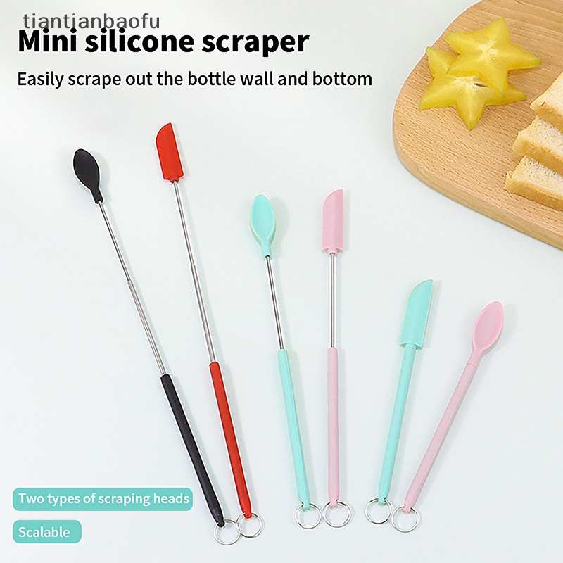 [tiantianbaofu] Scraper Silikon Mini Yang Dapat Ditarik Jam Deep Bottle Scraper Sendok Spatula Set Kitc Boutique