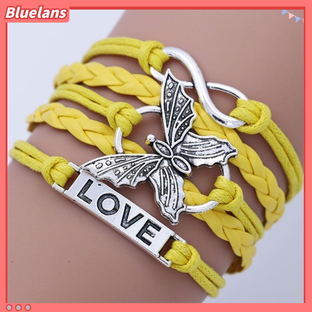 [BLS] Vintage Handmade Wanita Rajutan Multi Layer Kupu-Kupu Gelang Perhiasan Rantai