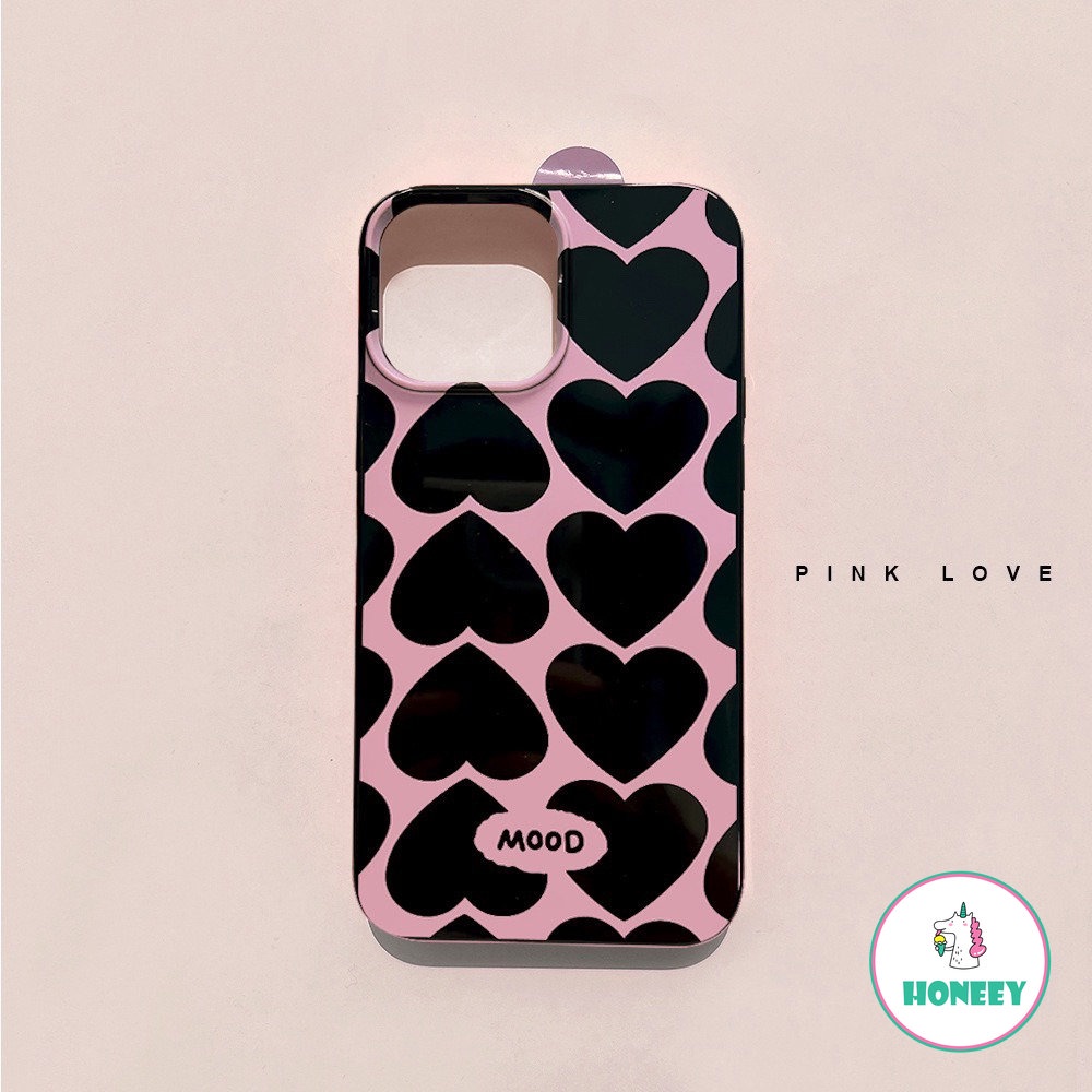 IPHONE Deluxe Pink Hitam Love Casing Ponsel Untuk Iphone14 13 12 11 Pro Max Case XR Xs7 8plus Lembut TPU Shockproof Handphone Cover