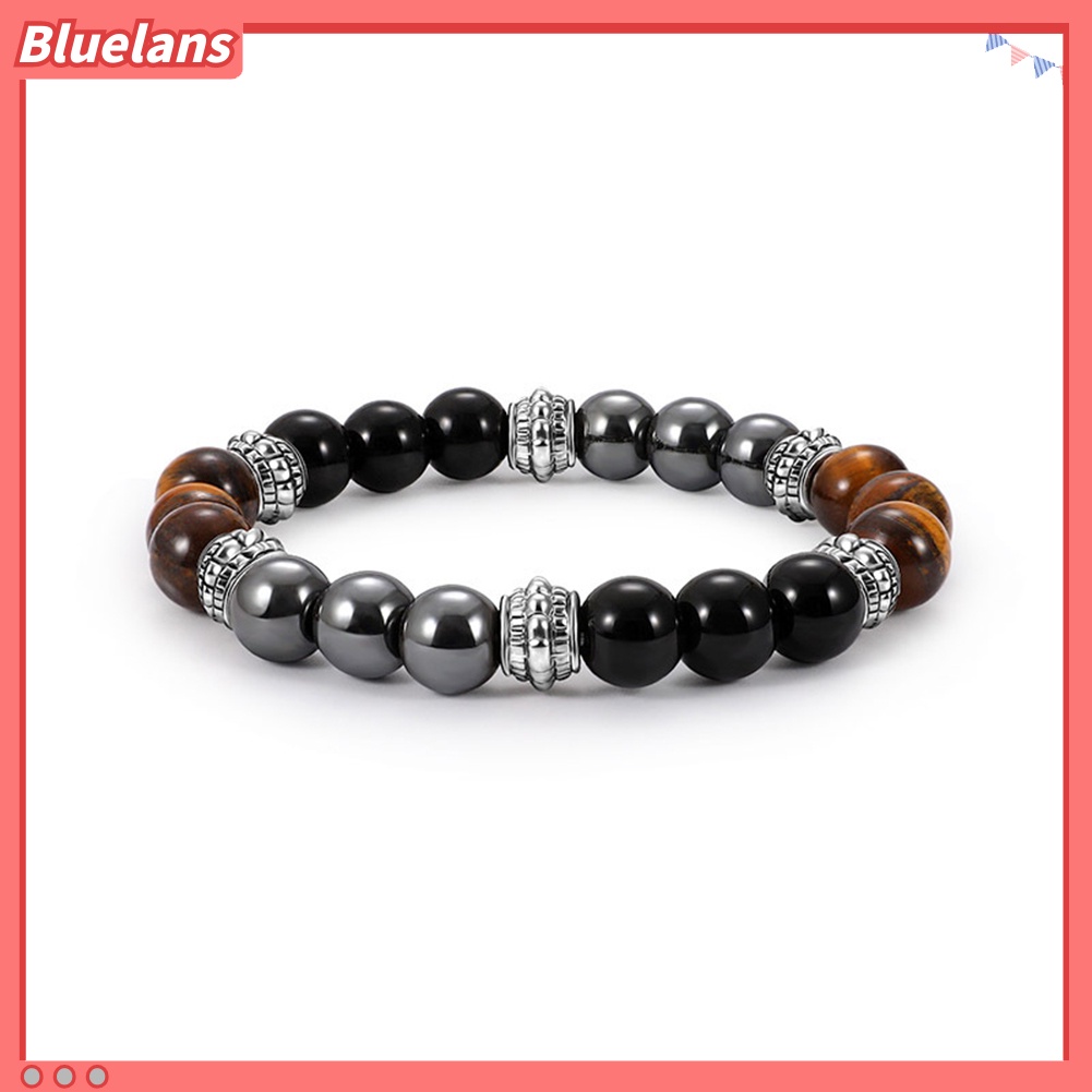 [BLS] Fashion Unisex Pumice Tiger Eye Stone Beads Gelang Pesona Tangan Perhiasan Pesta