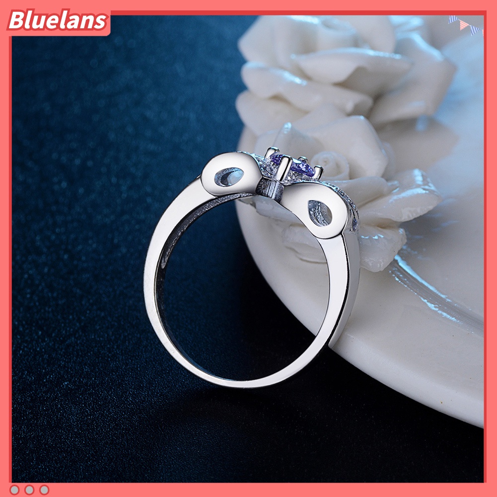[BLS] Fashion Ungu Cubic Zirconia Bertatahkan Wanita Jari Cincin Menawan Perhiasan Hadiah