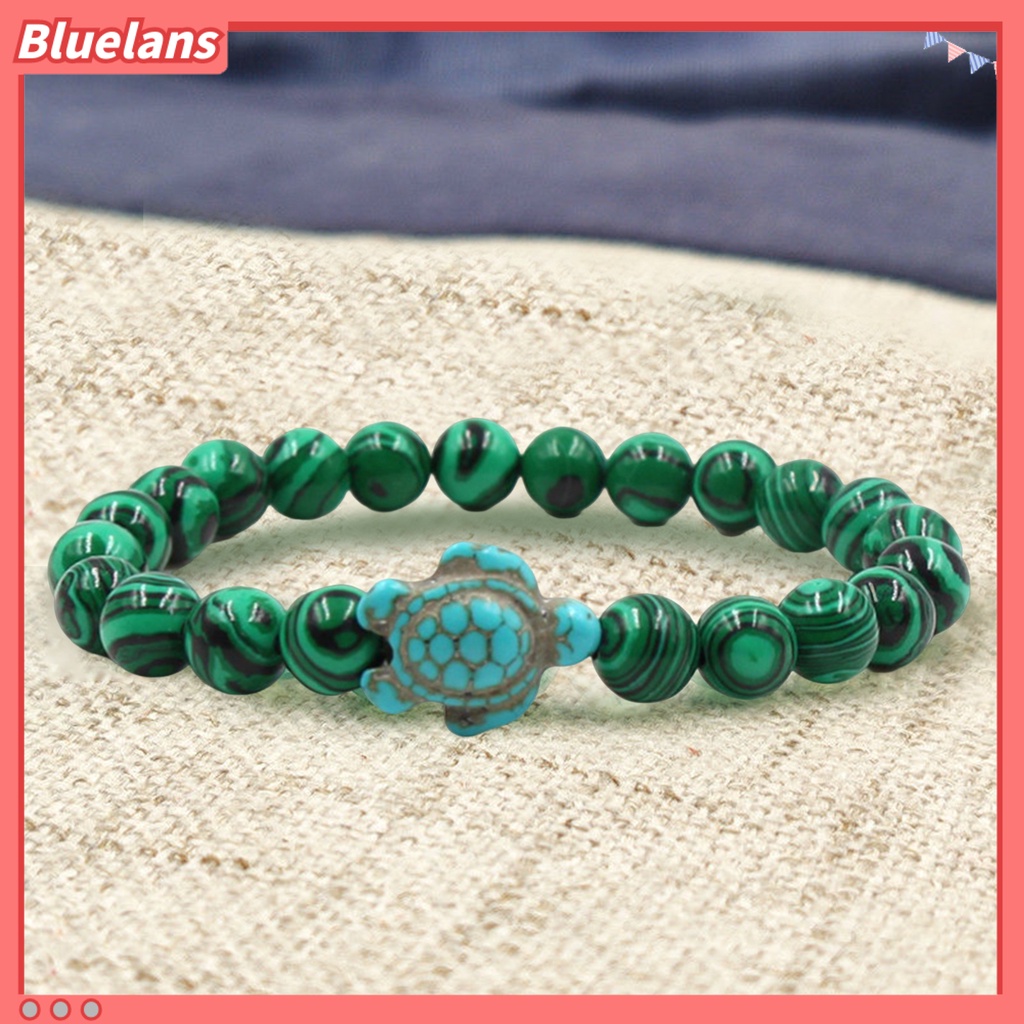 [BLS] Beads Gelang Sea Turtle Beaded Tali Elastis Adjustable Boho Dekorasi Hadiah Hari Kasih Sayang Wanita Pria 8mm Natural Faux Stone Friendship Bangle Untuk Pacaran