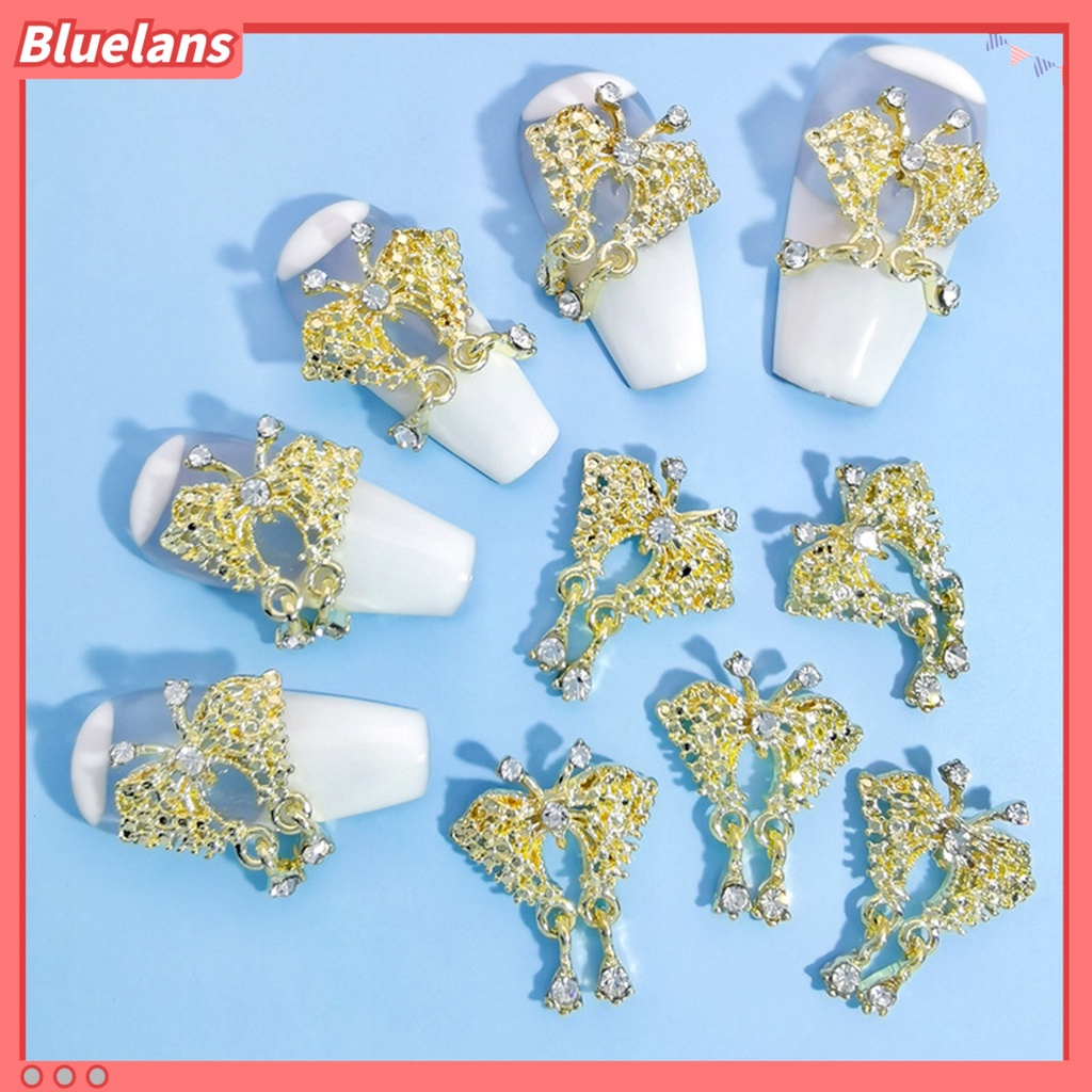 [BLM] 10pcs Hiasan Kuku Permukaan Mengkilap Berlian Imitasi Tahan Luntur Warna Cerah Tahan Karat Berkilau Alloy 3D Nail Jewelry Decoration Manicure Charms Untuk Salon Kuku