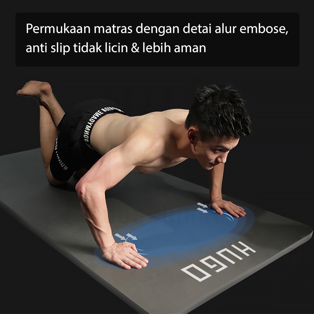 HUGO Yoga Mat Anti Slip NBR Matras Yoga Tebal 10mm Alas Olahraga Karpet Senam Gym Yoga Fitness