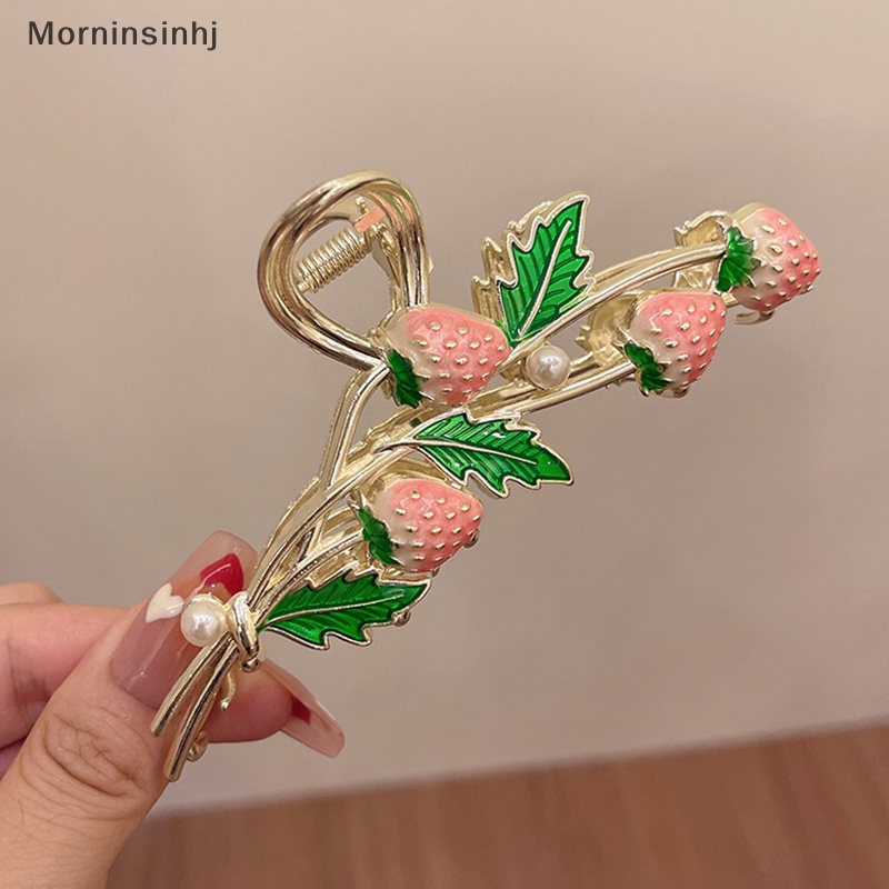 Mornin Fashion Strawberry Hair Claw Untuk Wanita Perempuan Jepitan Rambut Kepiting Metal Ponytail id