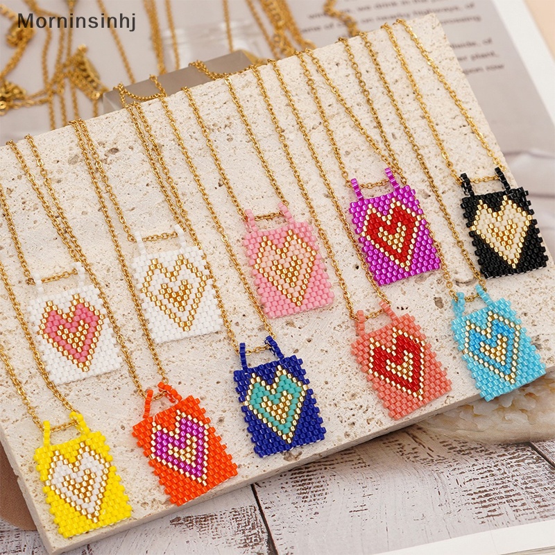 Mornin Miyuki Hati Salib Liontin Kalung Berlapis Emas Rantai Anti Karat Y2K Manik-Manik Kalung Perhiasan Untuk Wanita Gadis Buatan Tangan Hadiah id