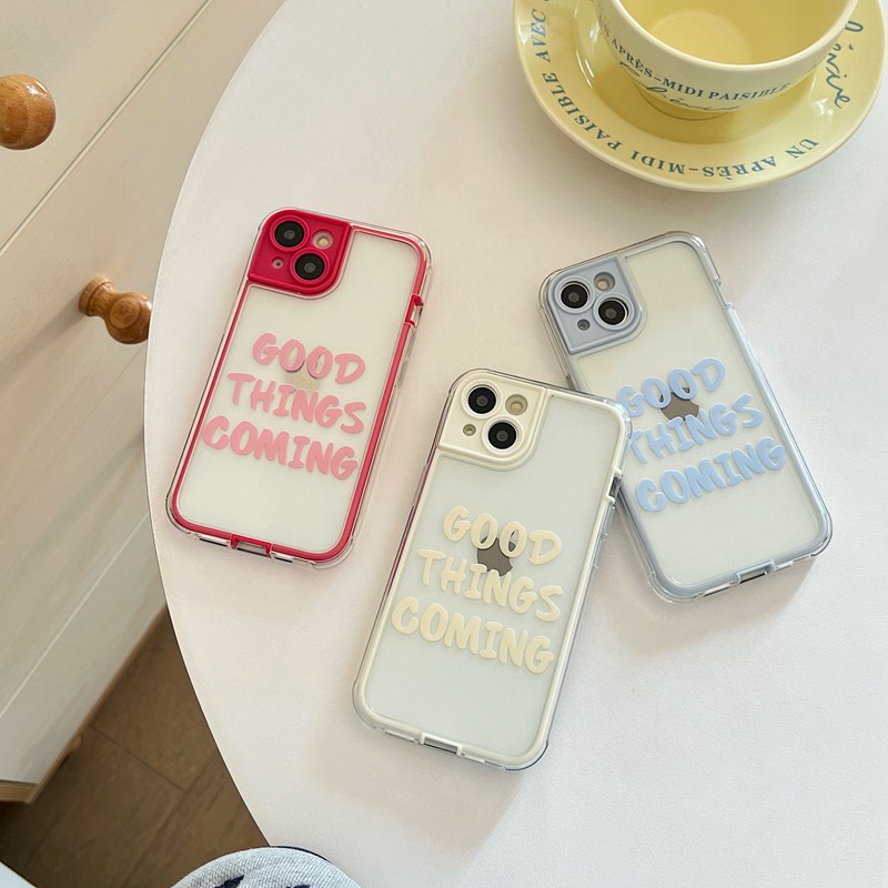 IPHONE Casing TPU Lembut Bahasa Inggris Simple Bagus iP Iphone14+Plus11 12 13 Pro Max 2in1 FTD Girl Woman Casing Apple