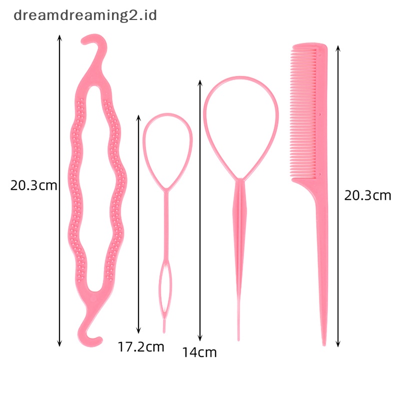 (drea) 4pcs Hair Disk Pull Hair Pin Klip Sisir Untuk Anak Perempuan Alat Styling Rambut Kit //