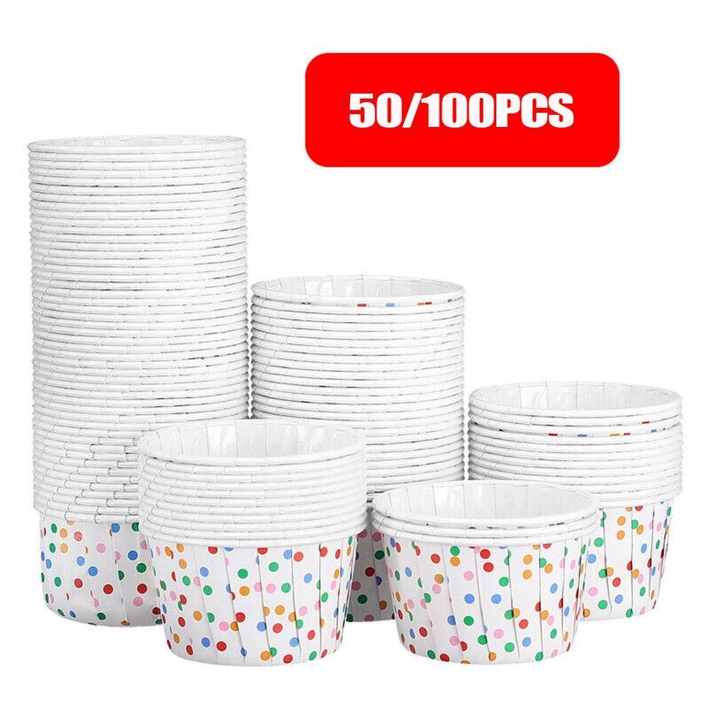 R-FLOWER 50 /100Pcs Cupcake Paper Cups DIY Coated Cake Liner Cetakan Kue Muffin Cupcake Liners