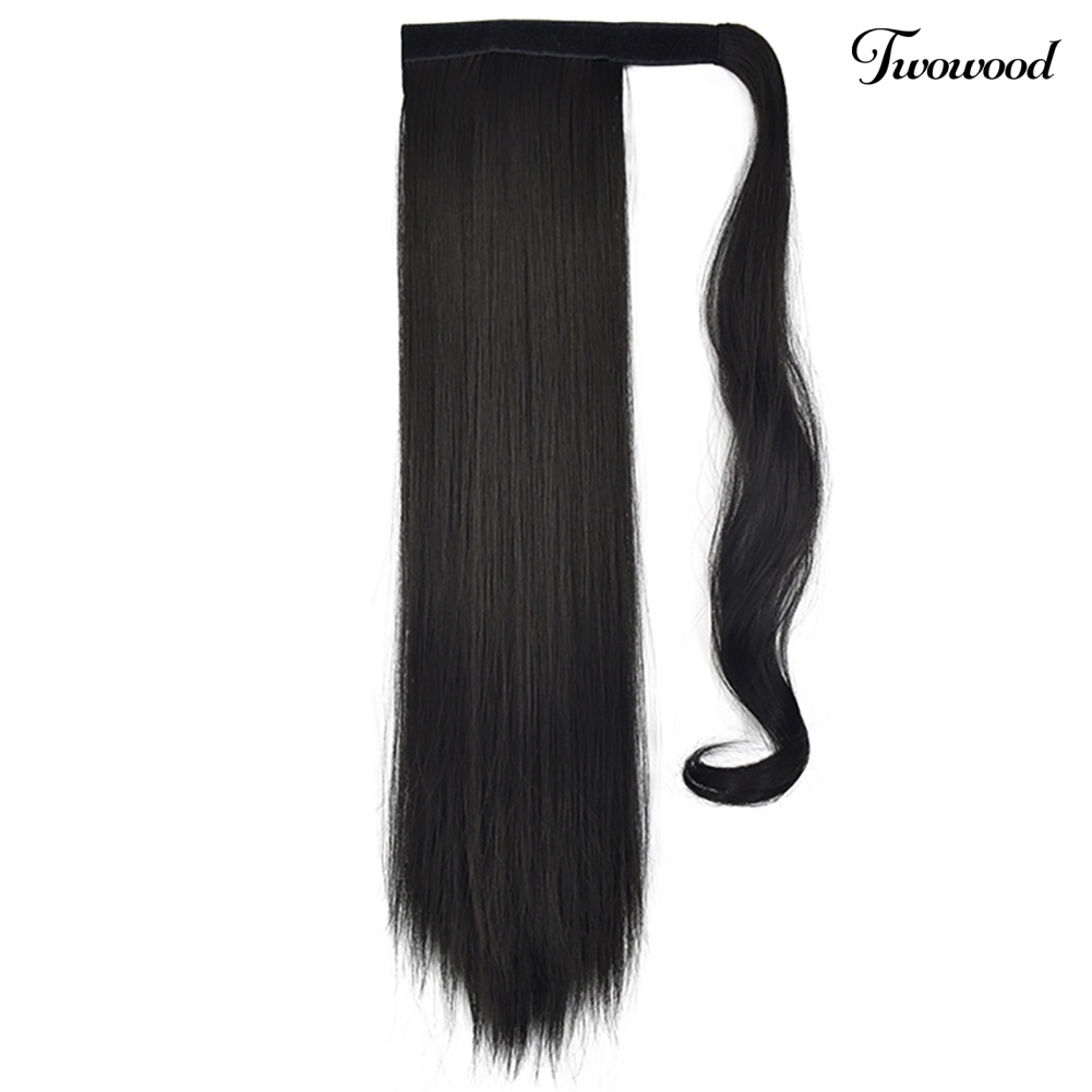 Klip Serat Sintetis Twowood 24inch in Lurus Ponytail Wig Hair Extension Sopak