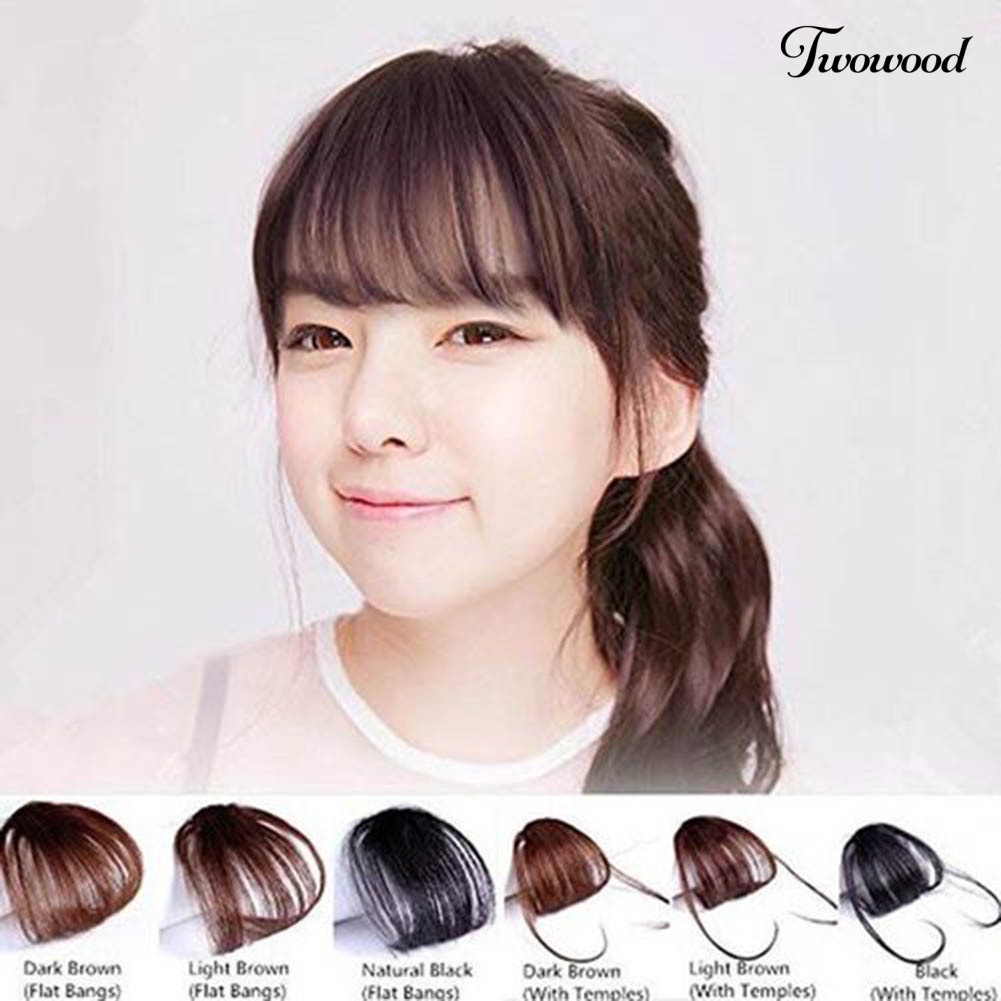 Twowood Fashion Wanita Tipis Klip On Air Bang Front Fringe Wig Hair Extension Sopak