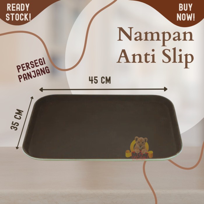 Nampan Anti Slip SegiPanjang 45x35cm non Slip Serving Tray lapis karet