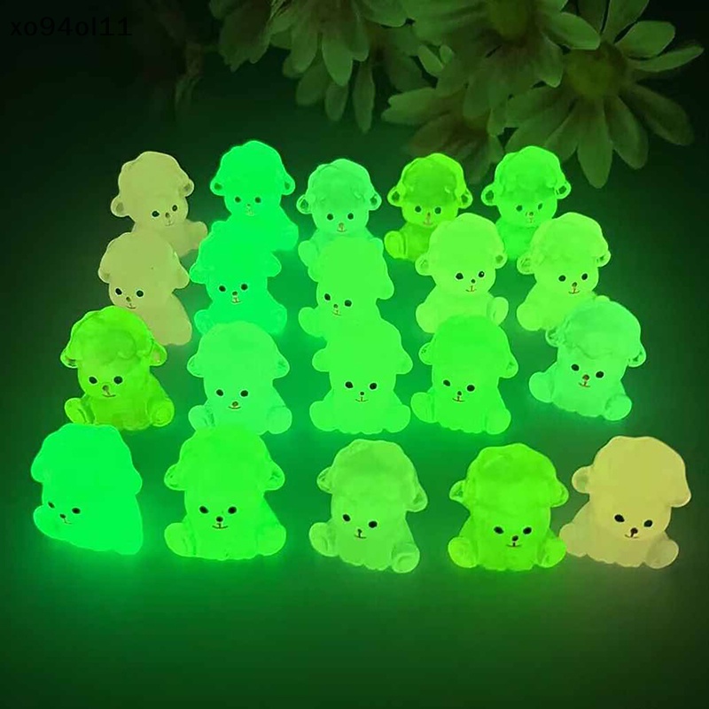 Xo 3Pcs Luminous Poodle Ornament Mini Warna Kartun Anjing Boneka Micro Landscape Dekorasi Rumah Boneka Miniatur Mainan OL