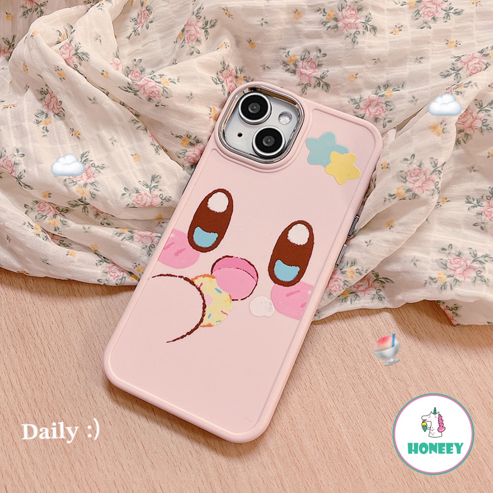 Sweet Pink Cute Donut Emoji Phone Case Untuk iPhone 14pro13 12/12 Pro 11 Pro Max Perlindungan Kamera Shockproof Bumper Soft Cover