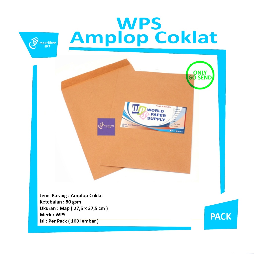 

WPS - Amplop Coklat Ukuran Map ( 27,5 x 37,5 cm ) - Pack