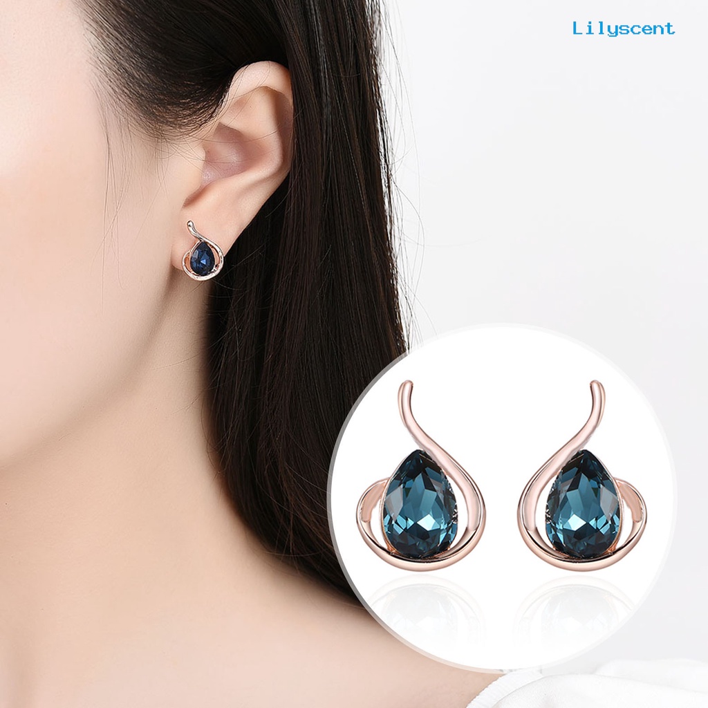 [LS]1 Set Kalung Anting Set Bersinar Bentuk Tetesan Air Kilau Terang Temperamen Menarik Berdandan Electroplating Wanita Pesta Kristal Imitasi Set Perhiasan Aksesori Pesta