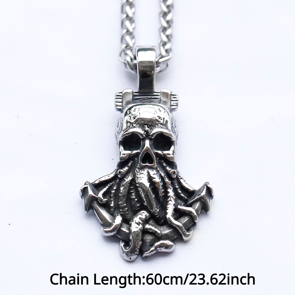 Liontin Kalung Gurita Tengkorak Punk Desain Unik Untuk Pria Hip Hop Biker Perhiasan Hadiah