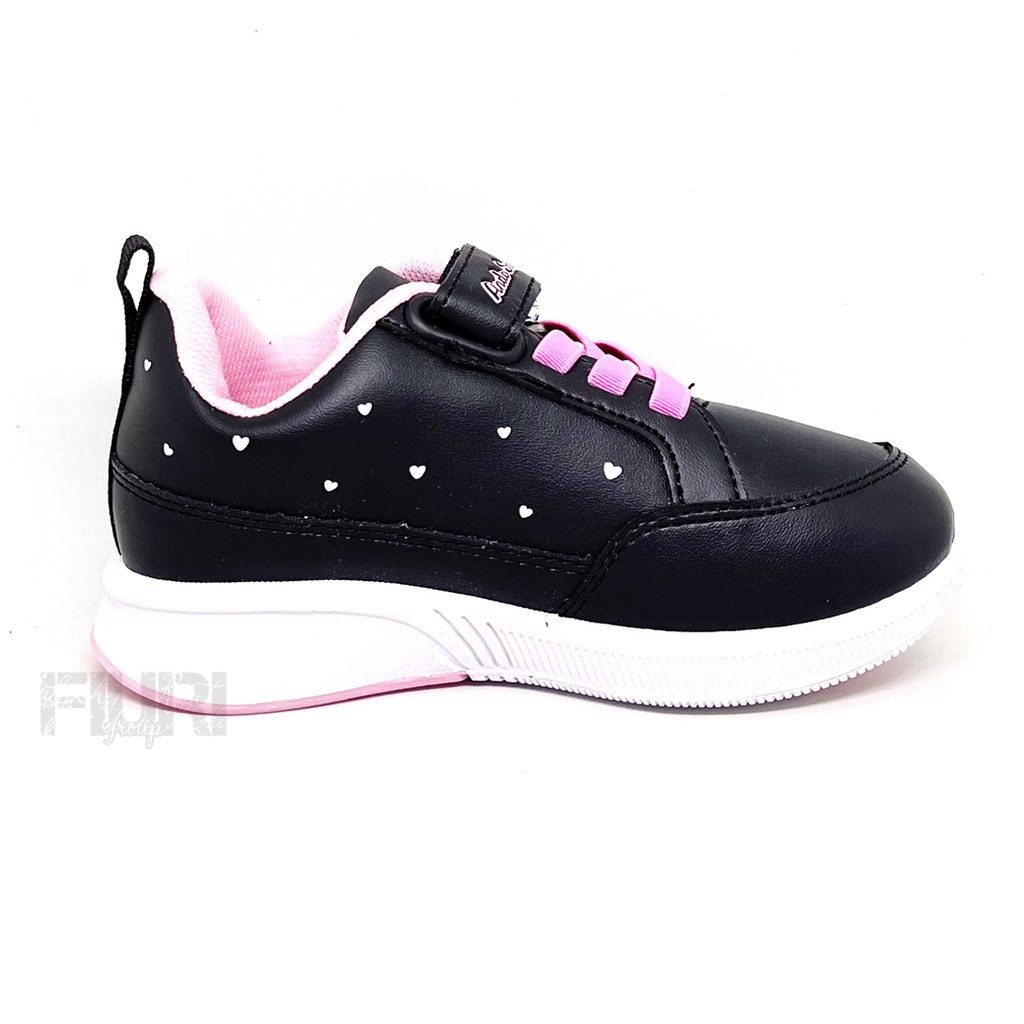 FIURI – ANDO –CUTE RABBIT PEREKAT 29-32 HITAM PINK – Sepatu Kets Anak Perempuan – Sneakers Anak – Sepatu Olahraga Sport Anak Balita Cewek  Perekat - Sepatu Casual Anak Kecil – Sepatu Sekolah Hitam Anak TK SD Murah