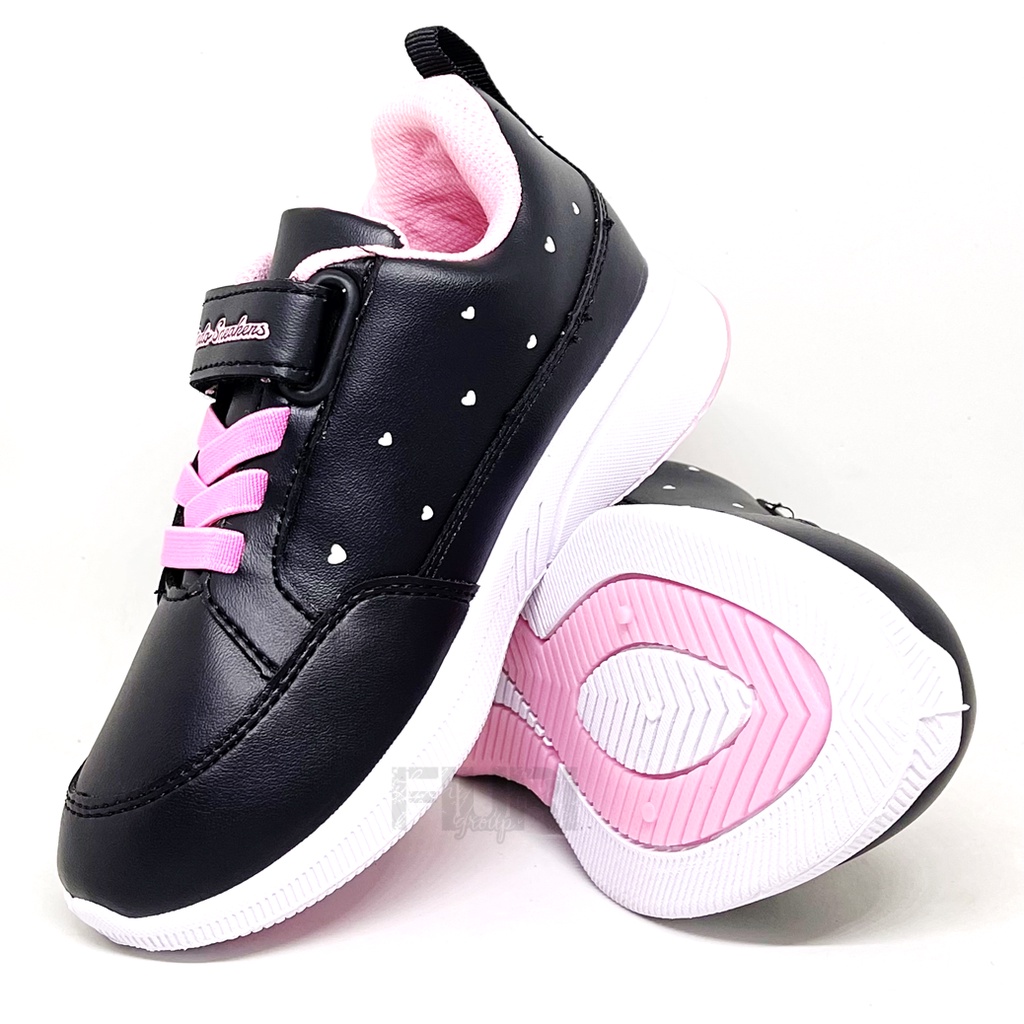 FIURI – ANDO –CUTE RABBIT PEREKAT 29-32 HITAM PINK – Sepatu Kets Anak Perempuan – Sneakers Anak – Sepatu Olahraga Sport Anak Balita Cewek  Perekat - Sepatu Casual Anak Kecil – Sepatu Sekolah Hitam Anak TK SD Murah