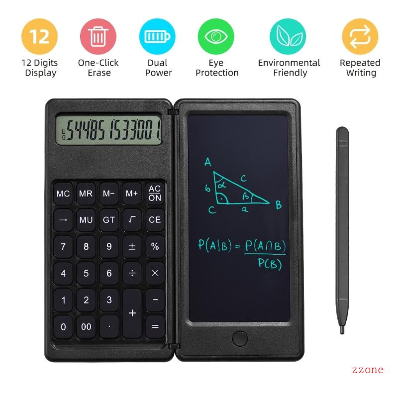 Zzz LCD Calculator Papan Tulisan Tangan 6In Rechargeable Drawing Pad Flip Type Portable