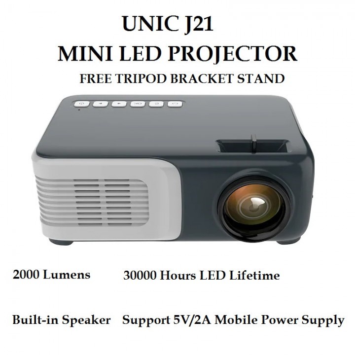 175 UNIC J21 - Proyektor LED Mini 2000 Lumens - Support Resolusi 1080P