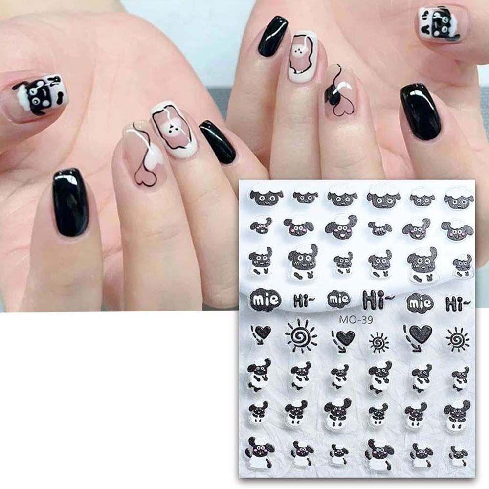 Needway Kartun Stiker Kuku Wanita Perekat Diri Melody Sheep Pochacco Dog Relief Nail Dekorasi