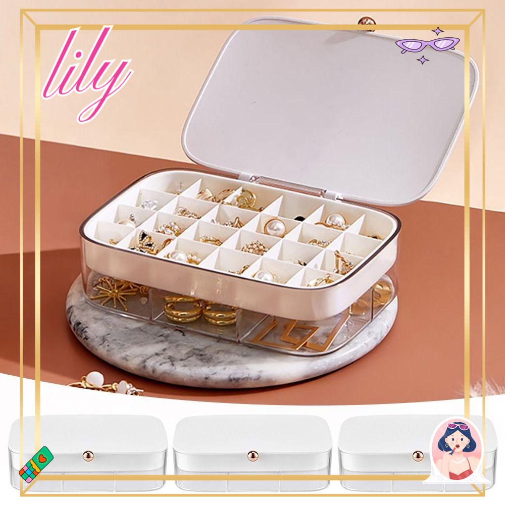 Lily Kotak Perhiasan Aksesoris Wanita Anting Cincin Tempat Liontin Portabel Sekat Yang Dapat Dilepas Organizer Perhiasan