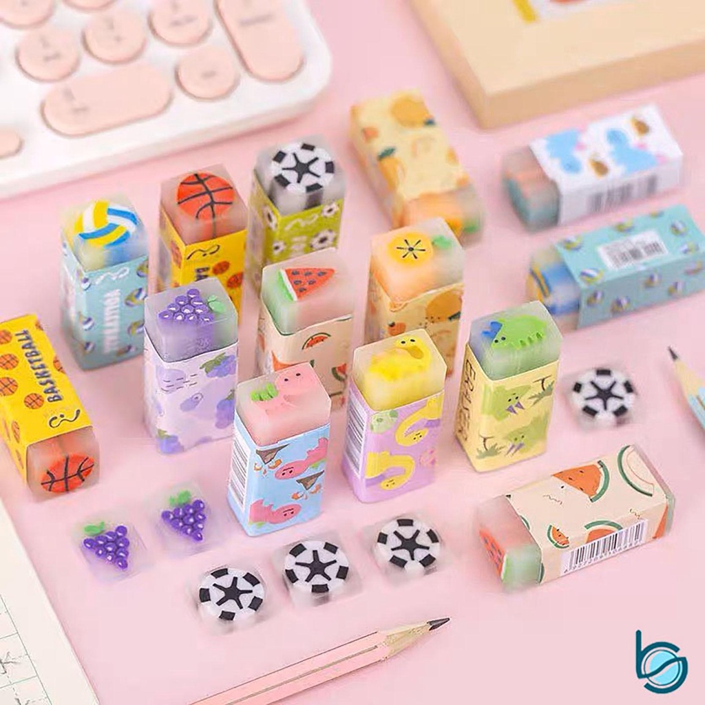 

Penghapus Lucu Motif Kartun/Buah/Cute Cartoon Eraser Dinosaurous And Fruit - Best Stationary